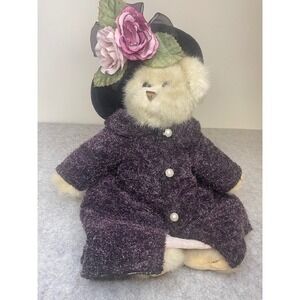 Boyd's Bearington 'Bridgette' Bear Purple Coat Velvet‎ Dress  2002,2003**RETIRED